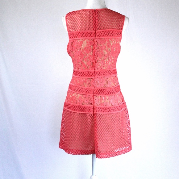 VENUS NWOT Trim Detail Lace Coral Dress - Picture 3 of 4